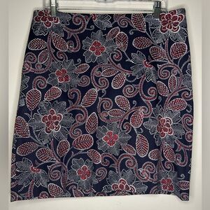 Talbots Navy and Red Floral pencil Skirt SKU A12